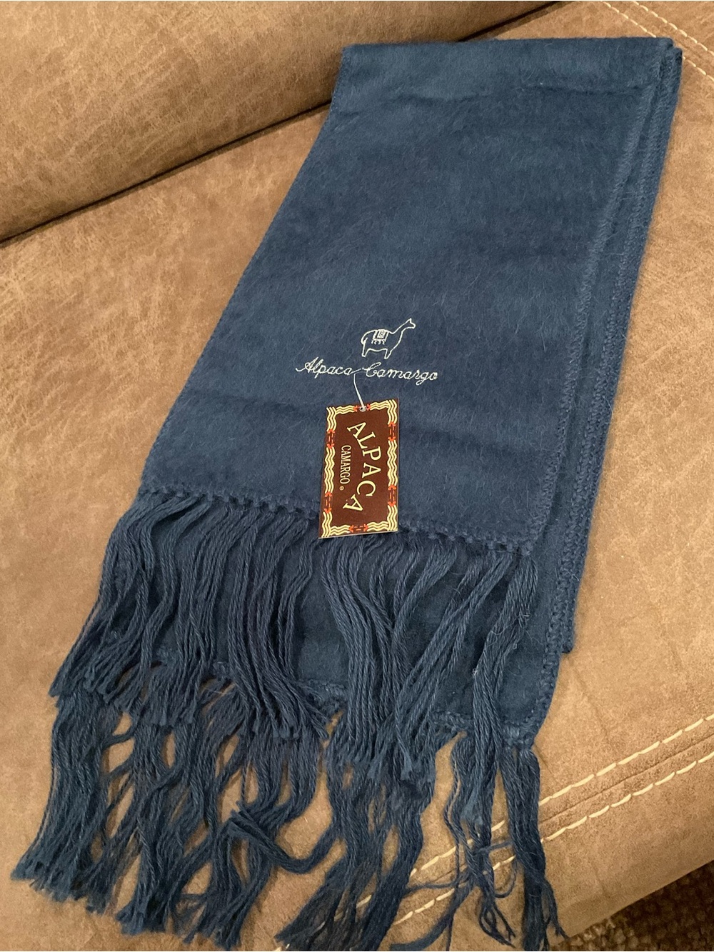 Peruvian Navy Blue Alpaca Scarf